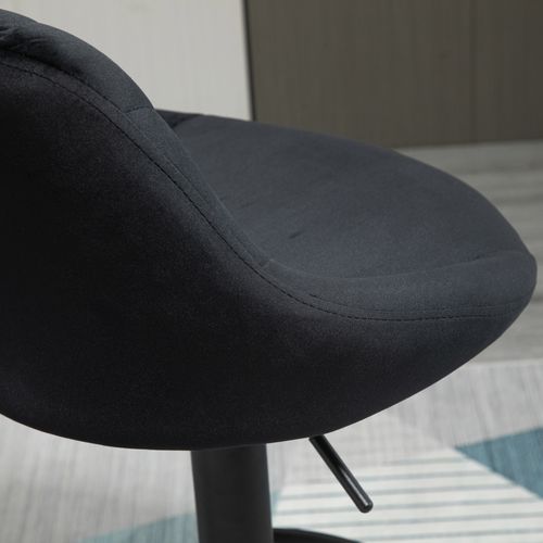 Tabouret De Bar Réglable En Hauteur Velours Et Métal Avec Repose-pieds Et Dossier, Noir