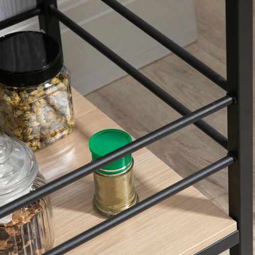 Chariot De Service En Métal 2 Niveaux Avec Poignées Roulettes Freins Protections 60 Kg 82x40x75 Cm