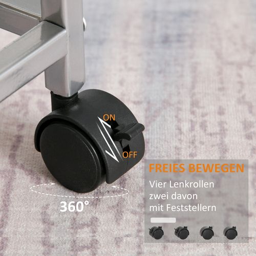 Chariot De Cuisine En Métal Avec Paniers, Dimensions 36,5 X 36,5 X 89 Cm, Argent