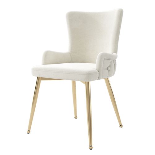 Chaise De Salon En Velours, Pieds En Métal Doré, 4 Pièces, Beige