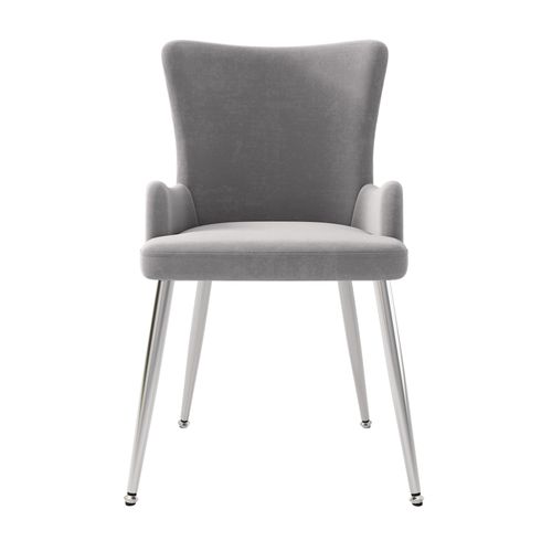 Chaise De Salon, Métal Argenté, Luxe, 6 Pièces, Gris