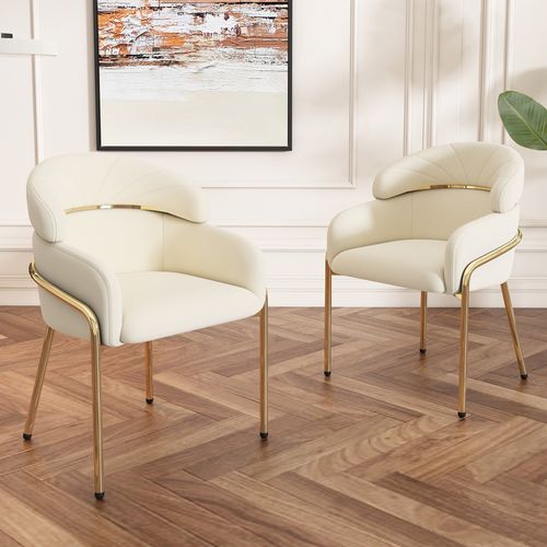 Chaise De Salle à Manger En Velours Beige, 4 Pièces, Luxe Léger, Pieds En Métal