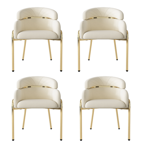 Chaise De Salle à Manger En Velours Beige, 4 Pièces, Luxe Léger, Pieds En Métal