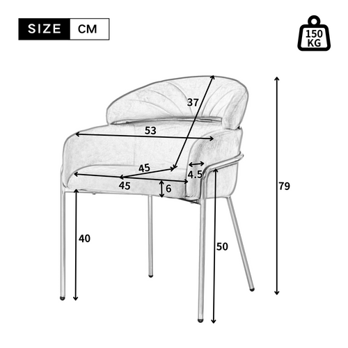 Lot de 6 Chaises De Salle à Manger, Velours, Luxe Léger, Quatre Pieds En Métal, Beige