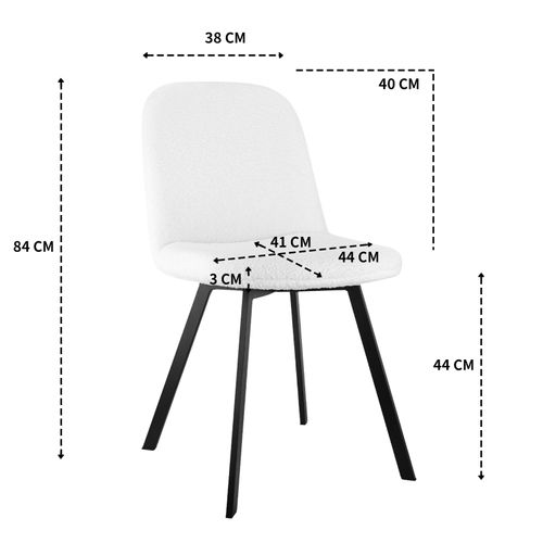 Lot De 2 Chaises De Salle à Manger En Teddy-fleece, Rembourrage Doux, Structure Métallique Stable