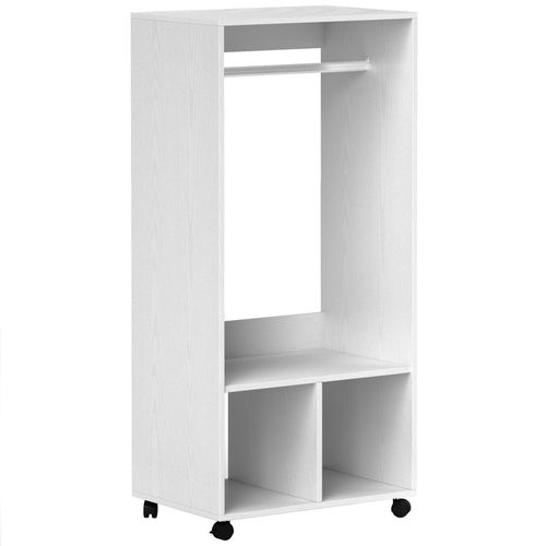 Armoire à Vêtements En Aluminium Avec Étagères Et 4 Roulettes, Blanc