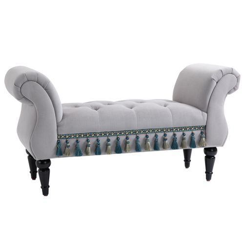 Banquette Élégante En Bois Polyester Mousse De Caoutchouc, 117x40x58cm Pour Salon Et Chambre, Gris