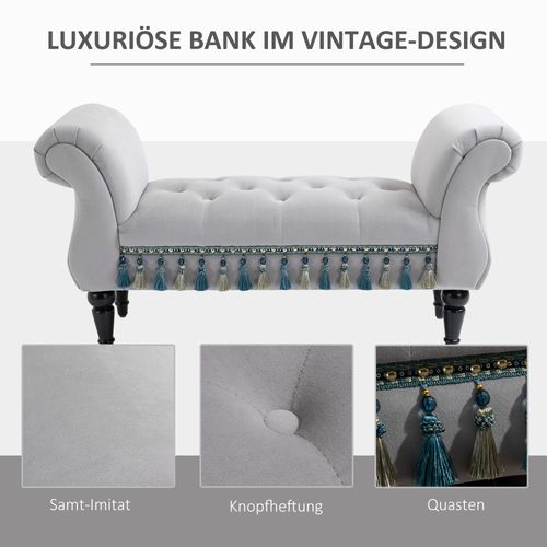 Banquette Élégante En Bois Polyester Mousse De Caoutchouc, 117x40x58cm Pour Salon Et Chambre, Gris