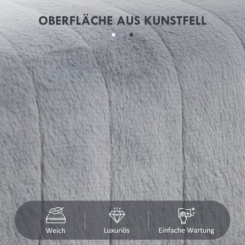 Banc D'entrée En Métal Avec Rembourrage En Fausse Fourrure, 82 X 30 X 47 Cm, Gris