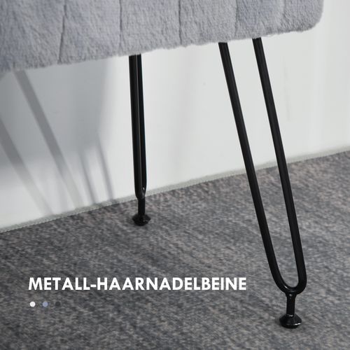 Banc D'entrée En Métal Avec Rembourrage En Fausse Fourrure, 82 X 30 X 47 Cm, Gris