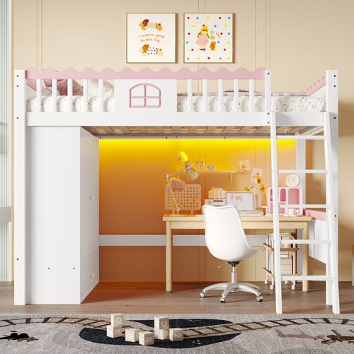 Lit Mezzanine En Bois De Pin Certifié En747 Avec Rangement, 90 X 200cm, Blanc