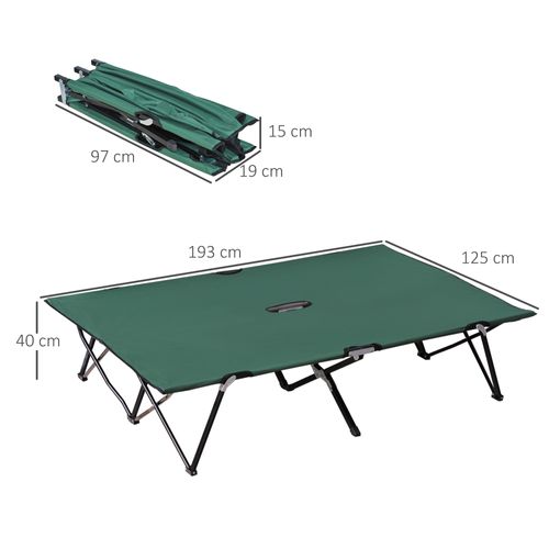 Lit De Camping Pliant Oxford Pour 2 Personnes 136 Kg Capacité 120 x 190 Cm, Vert Noir