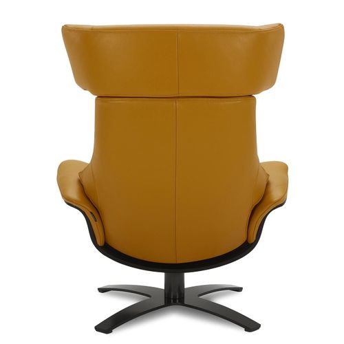 Fauteuil En Cuir Et Chêne Noir - Naos - Cuir Jaune