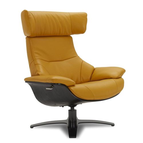 Fauteuil En Cuir Et Chêne Noir - Naos - Cuir Jaune