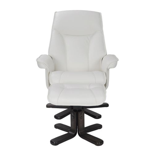 Fauteuil De Relaxation Et Son Repose Pieds - Nautès - Cuir Blanc
