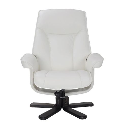Fauteuil De Relaxation Et Son Repose Pieds - Nautès - Cuir Blanc