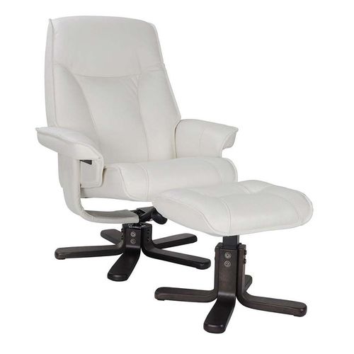 Fauteuil De Relaxation Et Son Repose Pieds - Nautès - Cuir Blanc
