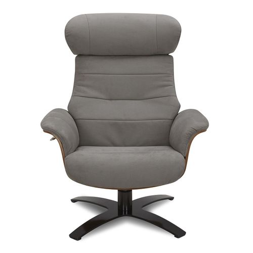 Fauteuil Microfibre Et Chêne Naturel - Vega - Tissu Microfibre Anthracite