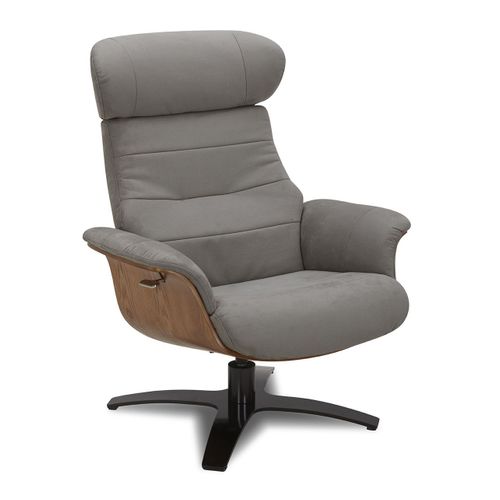 Fauteuil Microfibre Et Chêne Naturel - Vega - Tissu Microfibre Anthracite