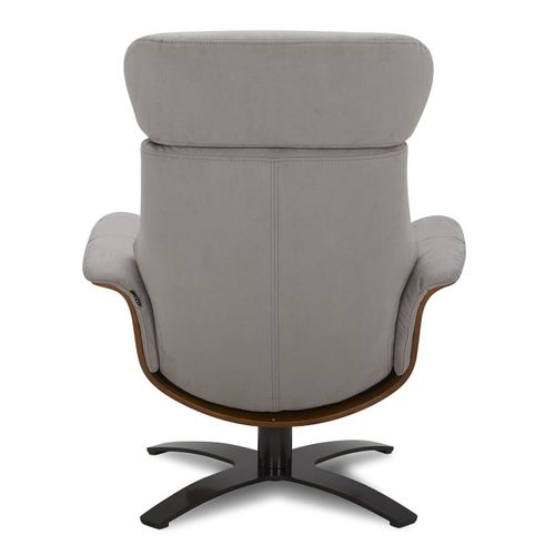 Fauteuil Et Pouf Relax Manuel - Tissu Et Chêne Naturel - Vega - Microfibre Gris