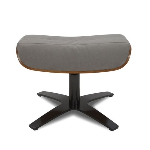 Pouf Microfibre Et Chêne Naturel - Vega - Tissu Microfibre Anthracite