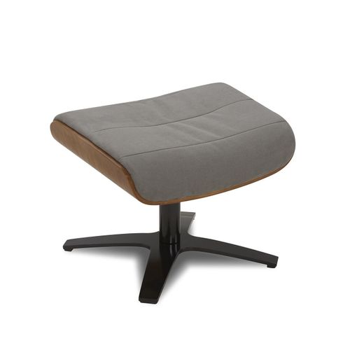 Pouf Microfibre Et Chêne Naturel - Vega - Tissu Microfibre Anthracite