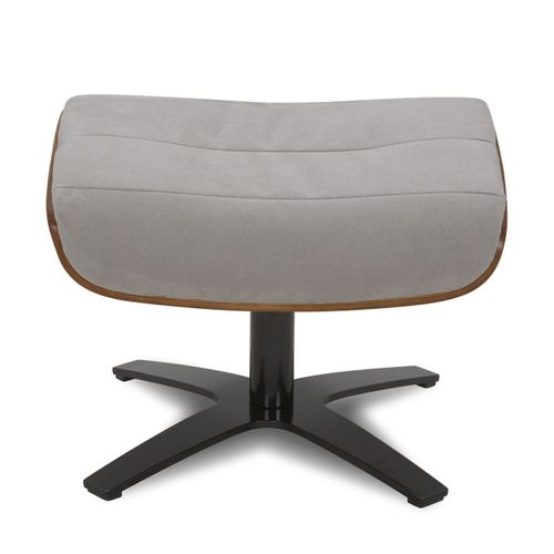 Pouf Microfibre Et Chêne Naturel - Vega - Microfibre Gris