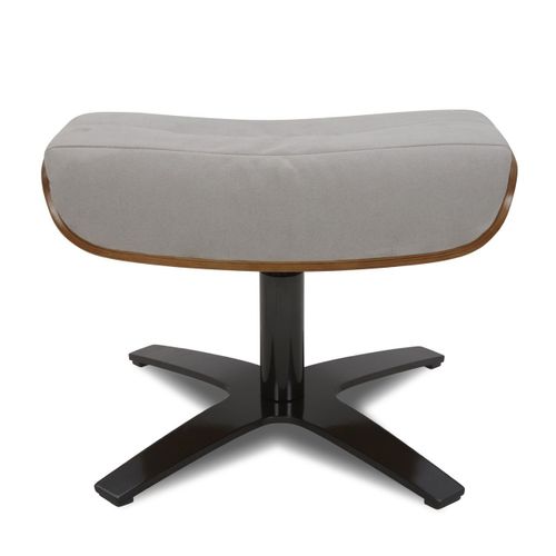 Pouf Microfibre Et Chêne Naturel - Vega - Microfibre Gris