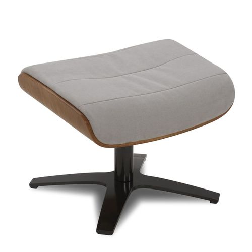 Pouf Microfibre Et Chêne Naturel - Vega - Microfibre Gris