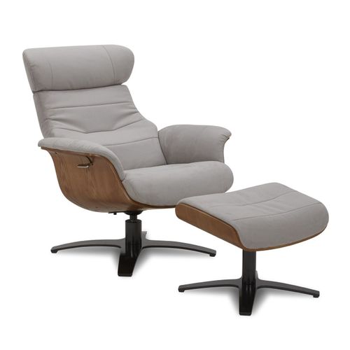 Pouf Microfibre Et Chêne Naturel - Vega - Microfibre Gris