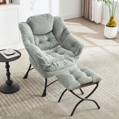 Canapé Chaise Avec Accoudoirs Et Poches Latérales Repose - Pieds ,vert Clair