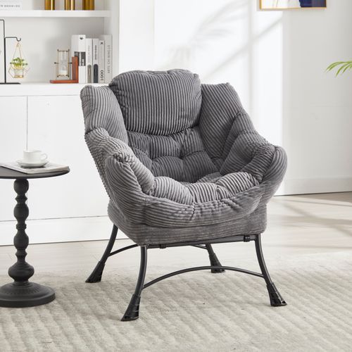 Fauteuil Avec Accoudoirs, Poches Latérales Et Repose-pieds, Gris