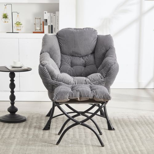 Fauteuil Avec Accoudoirs, Poches Latérales Et Repose-pieds, Gris