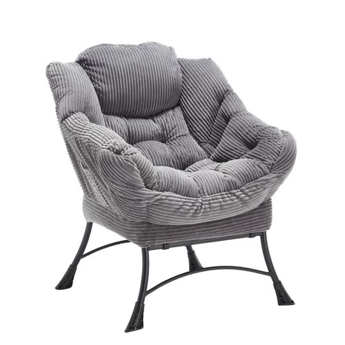 Fauteuil Avec Accoudoirs, Poches Latérales Et Repose-pieds, Gris