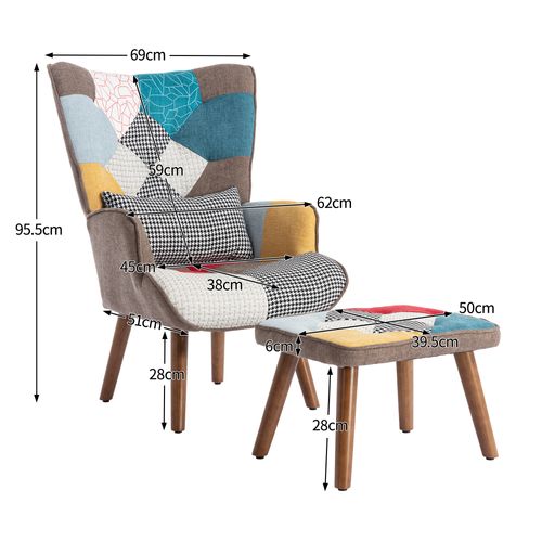 Fauteuil Avec Repose - Pieds, Dossier Et Coussins, Multicolore