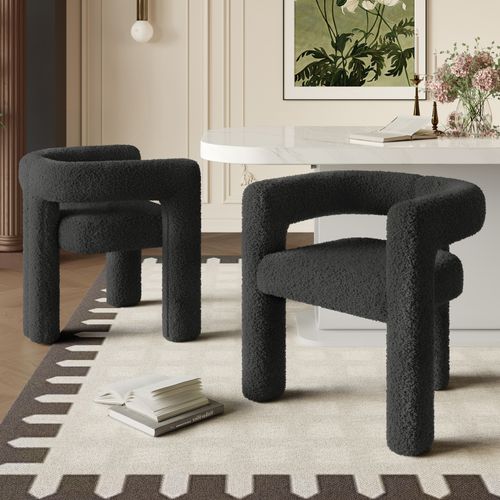 Fauteuil, Tissu Velours Teddy,noir