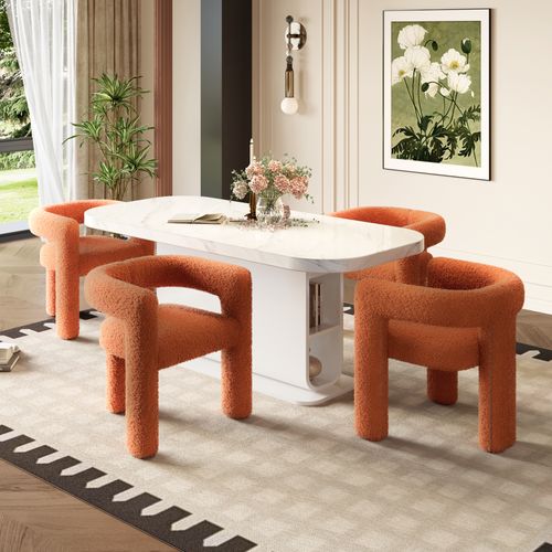 Fauteuil, Tissu Velours Teddy,orange