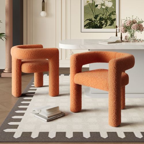 Fauteuil, Tissu Velours Teddy,orange