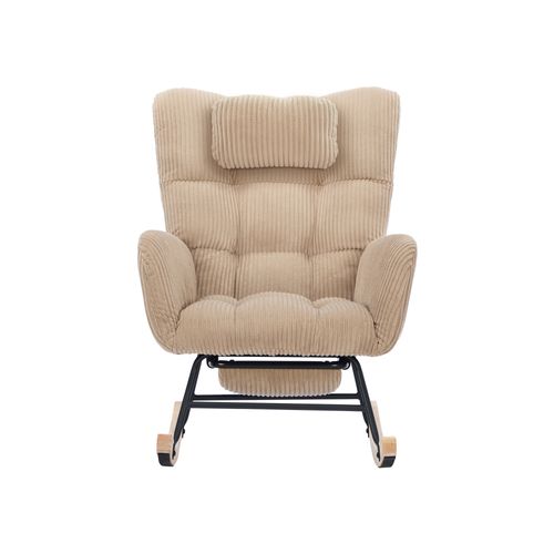 Fauteuil à Bascule, Fauteuil à Dossier Haut Avec Coussin Dissimulé, Marron