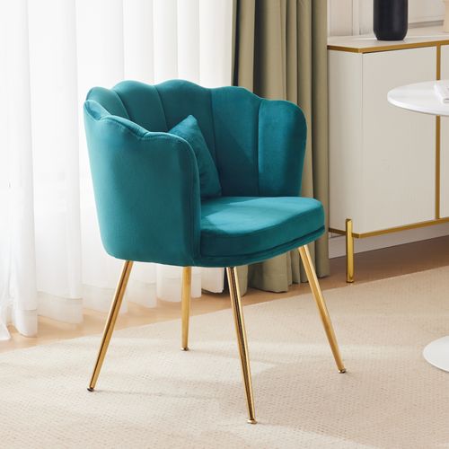 Fauteuil Avec Dossier En Forme De Pétales, Coussins En Forme De Papillon,velours,vert