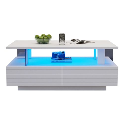Table Basse, LED Acrylique, Avec Contrôle Via Application Mobile Bluetooth,blanc