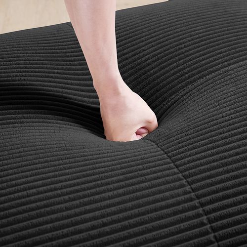 Canapé Modulable Trois Places Avec Trois Repose-pieds En Velours Côtelé,noir.