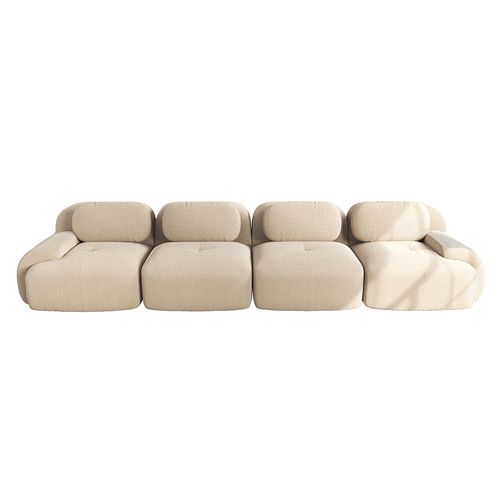 Canapé Quatre Places, Velours Côtelé, Rembourrage Haute Résilience 32d, Design Ergonomique,beige