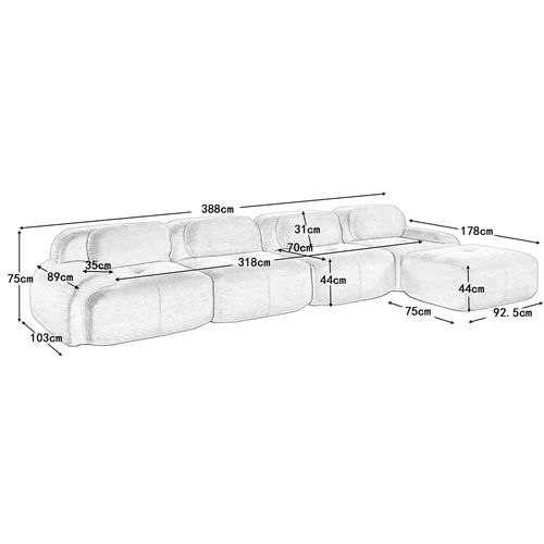 Canapé Quatre Places, Rembourrage En Mousse Haute Résilience 32d, Accoudoirs Extra-larges, Noir.