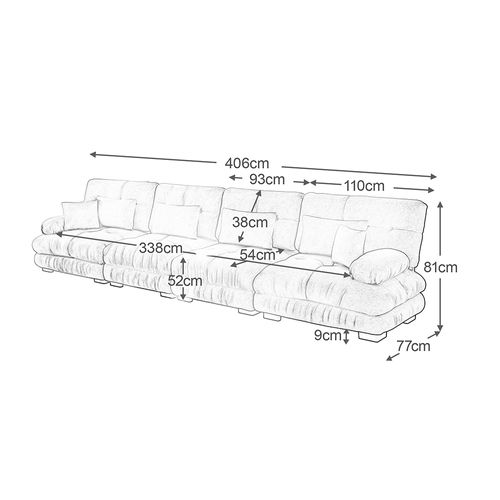 Canapé Modulable, D'angle Quatre Places, Velours, Beige