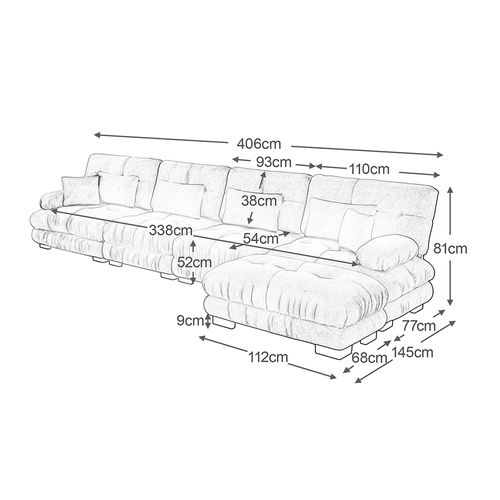 Canapé D'angle Modulable, Quatre Places, Avec Repose-pieds Amovible, Tissu Chenille, Rose