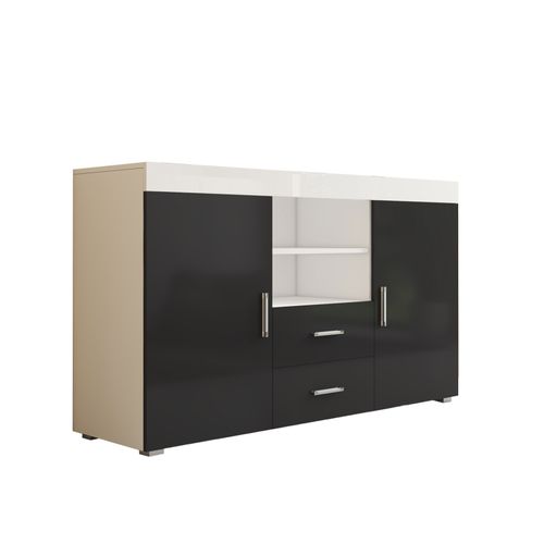 Bahut Buffet Pour Salon Salle à Manger En Blanc Et Noir 140x40x80cm Roque