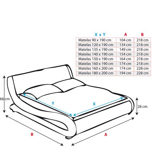 Lit Double 150x190cm En Noir Alessia