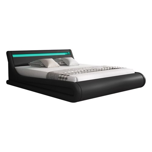 Lit Double Avec Coffre 150x190cm En Noir Avec LED Parisina