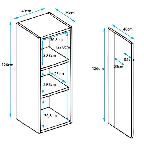 Vitrine Suspendue Pour Salon Salle à Manger En Noir Avec LED 40x29x126cm Nora V2